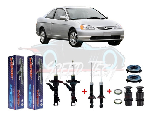 Kit 04 Amortecedor  Kit Coxim Batente Civic 2003 2005