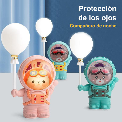 Lámpara De Noche Con Sacapuntas: Oso Con Globos,alta Calidad Oso Espacial Rosa
