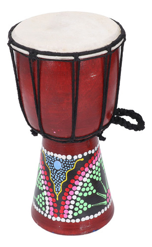 Tambor Africano Djembe, Patrón Pintado A Mano De 4 Pulgadas