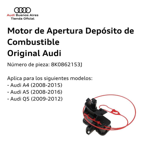 Imagen 2 de 6 de Motor De Apertura Depósito De Combustible Audi 8k0-862-153-j