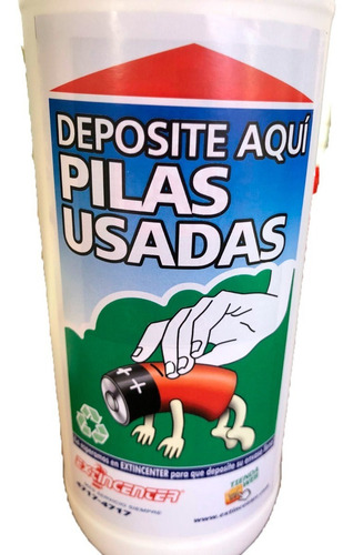 Contenedor 1 Lt Pilas Ecovolta Reciclado Ecologico Color Blanco