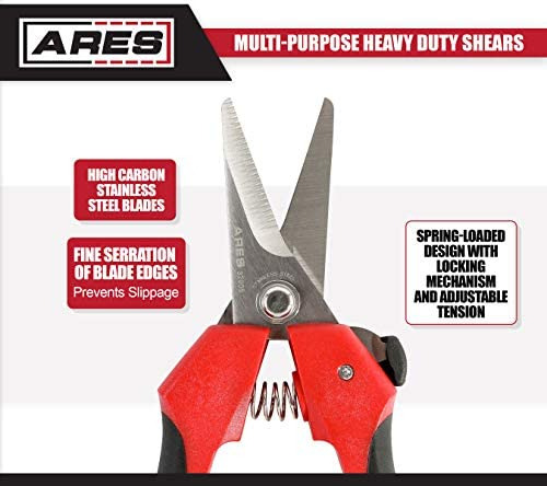 Ares 32005-7 Tijeras Multipropósito De 1/2 Pulgada - Hojas De Acero Inoxidable De Alto Carbono Finamente Dentadas - Corta Alambre, Aislamiento, Cable Blando Y Más