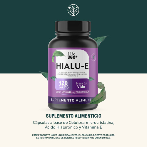Life 360+ Hialu-e Ácido Hialurónico Vitamina E 120 Cápsulas