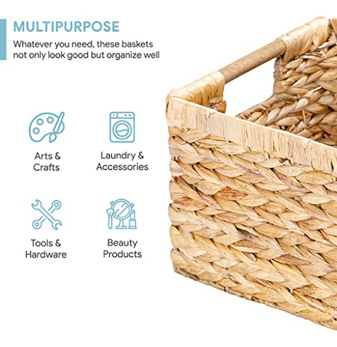 Cesta Rectangular De Mimbre Grande Para Organizar En Estante