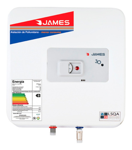 Imagen 2 de 6 de Calefon Termotanque 30lts James Acero Prisma Sensacion