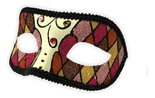 Argyle Glitter Half Mask Venetian Masquerade Costume Accesso