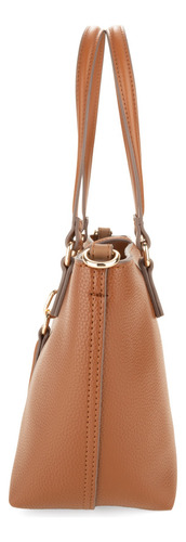 Bolso 2 En 1 Cloe: Tote + Crossbody, Chico Piel Vegana Marrón Oscuro Liso Oro Marrón Oscuro