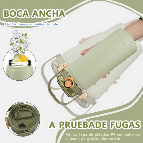 Termo Acero Inoxidable Botella De Agua Portátil 1200ml Color Verde