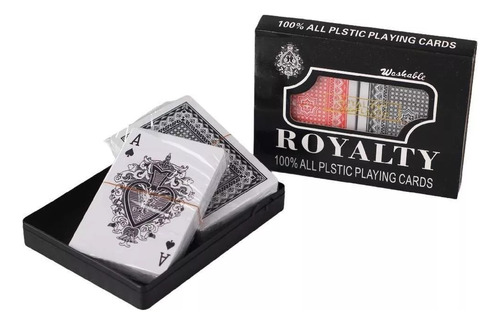 Set De Cartas Royal Poker Con Caja De Acrílico 2 Mazos 