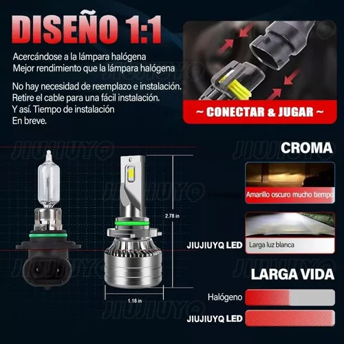 Para Dodge Kit Focos Led 9005 9006 Luz Alta/baja Canbus