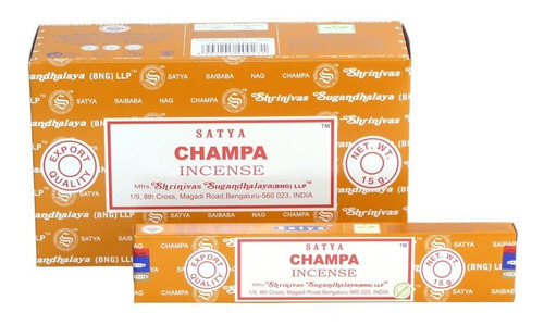 Sahumerios Satya Nag Champa - 12 Unidades Fragancia Champa Naranja