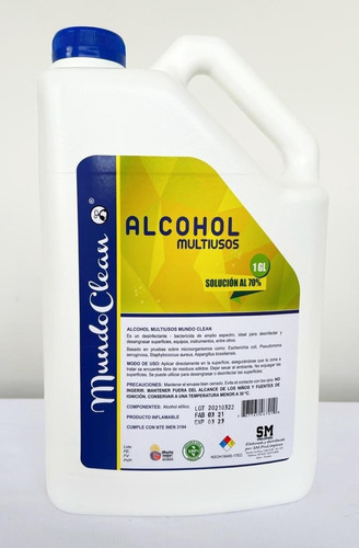Alcohol 70% Mundo Clean Etanol Galon Caneca Litro(xmayor)