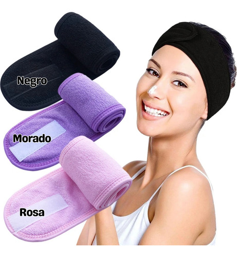 290 Diadema Con Velcro Suave Lavable Color Blanco Maquillaje