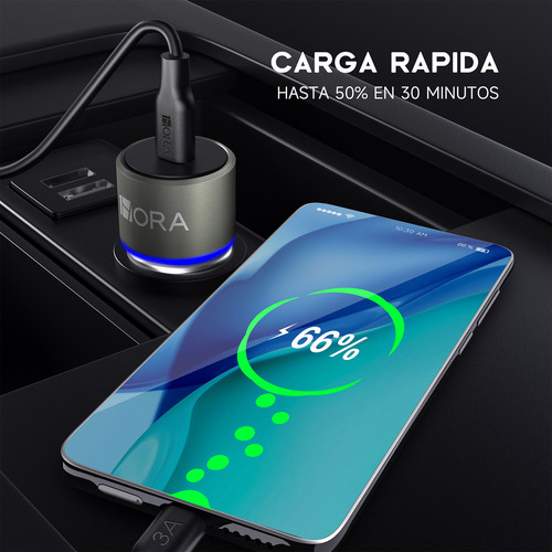 Turbo Cargador Para Auto Tipo C Combo Pd 20w Con Cable Tipo