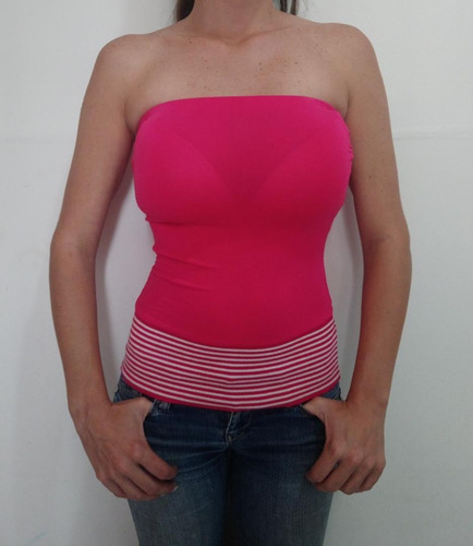 Camisa Strapless-rosada Talla S - Strech, Usada