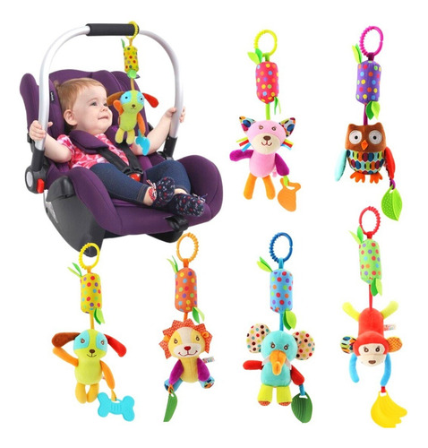 Colgante Sonajero Sensorial Coche Para Bebes Diseño Buho Cafe