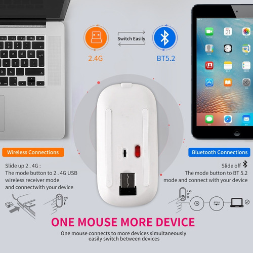 Zienstar Ratón Inalámbric Bluetooth Bling Recargable2.4g+5,2