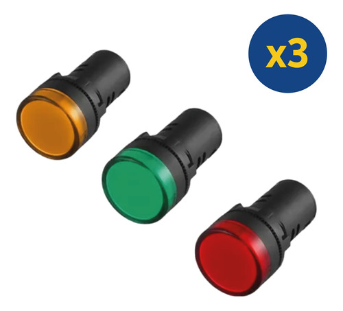 Luz Piloto Led 22mm 220v Ip67  Pack 3 Luces