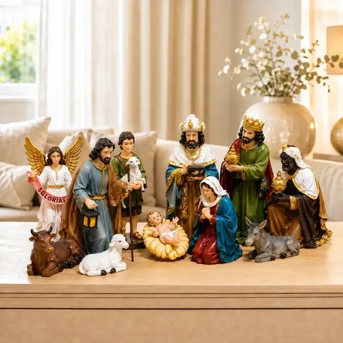 Presépio Enfeite Natal 11 Peças Resina Modelo Italiano 22cm Decoração