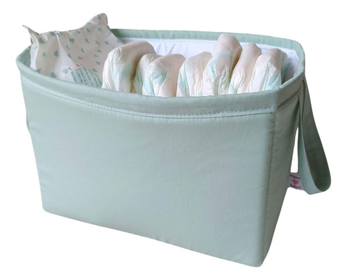 Porta Fraldas Cesto Verde Suave Organiza Baby Minimalista