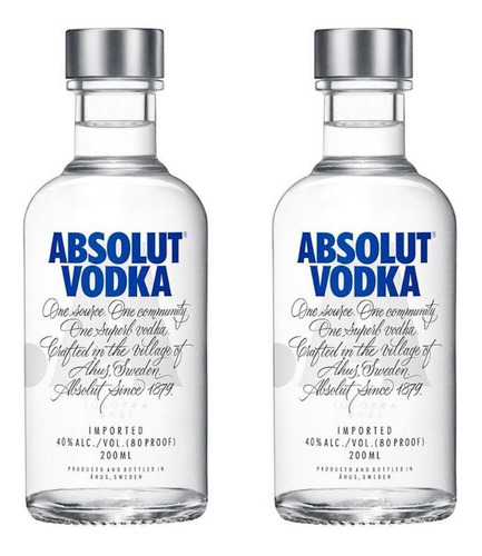 Pack De 2 Vodka Absolut Azul 200 Ml