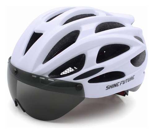 Casco De Bicicleta Adulto Gafas De Sol Con Ventosa Magnética Color Blanco Talla G