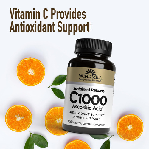 Tabletas De Vitamina C-1000 De Molino De Viento Nwlme