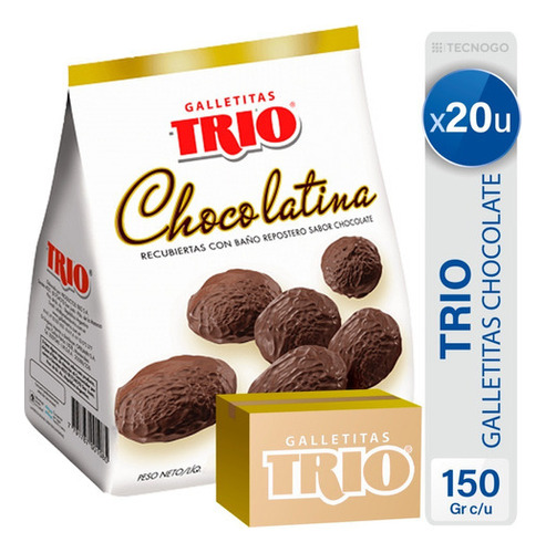 Caja Galletitas Chocolate Trio Bañadas Chocolatina Pack