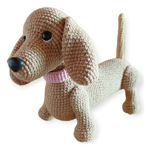 Perro Salchicha Amigurumi Tejido A Crochet Muñeco De Apego 