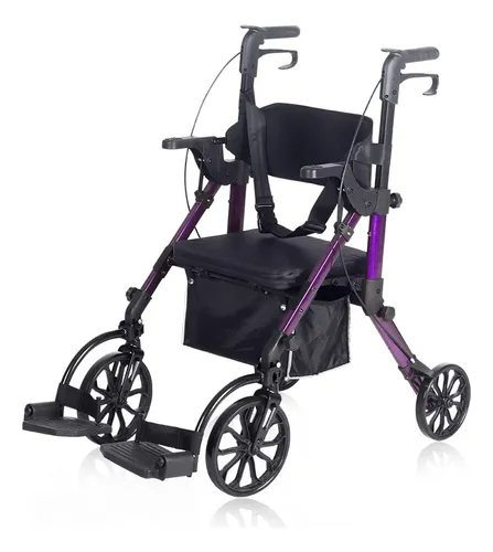 Silla Rollator Walker & Transport Elenker 2 En 1 Morada