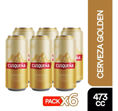 Pack 6 Cerveza Cusqueña Dorada Lata De 473cc