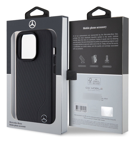 Capa Case Mercedes Leather Wood Magsafe iPhone 15 Pro Max