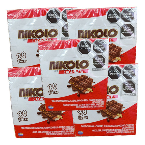 Chocolate Nikolo 270 Barras Cacahuate Cereal Crocante