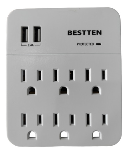 Protector De Voltaje 6 Tomas 2 Usb Bestten (1707) 