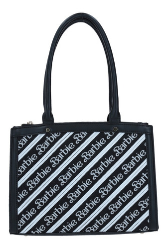 Bolso  Barbie Gorett Tipo Tote Con Logos Lysy Negro P23