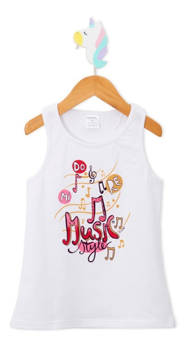 Remera Sin Mangas Nena Estampa Music Talle 4 A 12 Años 