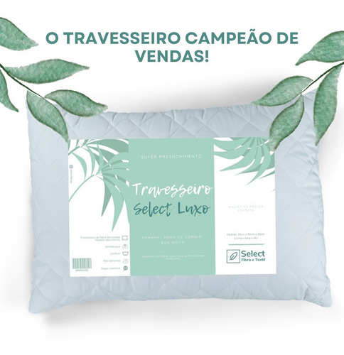 Kit 3 Travesseiros Select Luxo Fibra De Silicone Cor Branco