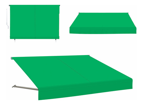 Toldo Retrátil Com Manivela 3,00 X 2,50 X 1,00 Cor Verde