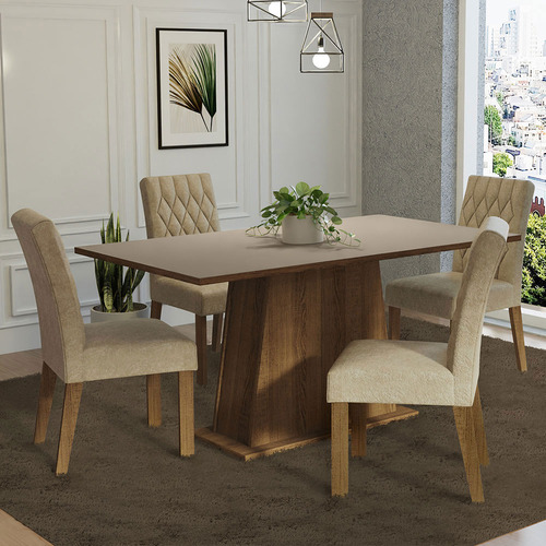 Juego De Comedor Madesa Ashley Con 4 Sillas Imperial Marrón/crema/imperial Liso