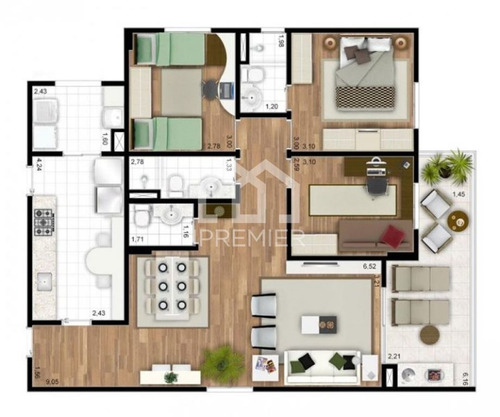 Destaque. Apartamento De 105m2 Com 3 Dormitórios, 1 Suíte E 2 Vagas. - Ip7616