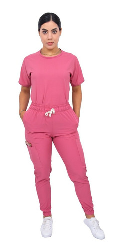 Uniforme Quirúrgico Stretch Antifluidos Mujer Jogger Scrubs Palo De Rosa Liso Ch