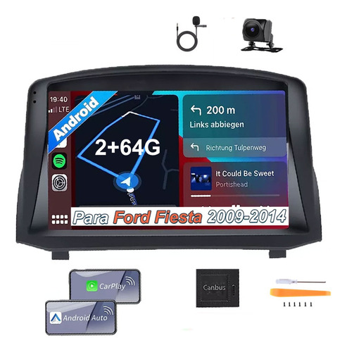 9 Autoestéreo 2+64g Carplay Gps Para Ford Fiesta 2009-2014