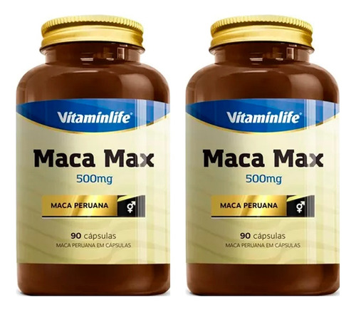 2x Maca Max Maca Peruana Zma Testosterona 90 Cap Vitaminlife Sabor Sem Sabor