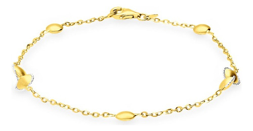 Pulsera Bizzarro De Oro Amarillo Y Blanco 14k Diámetro 21 Cm