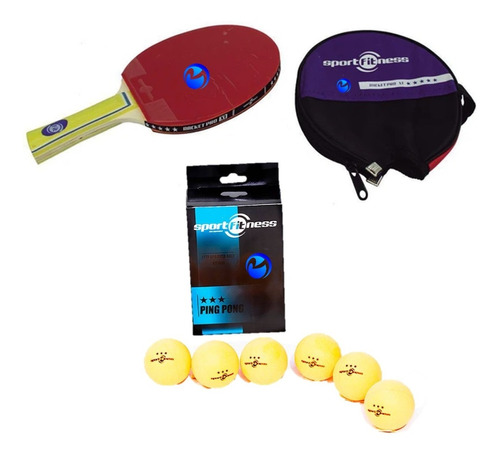 Raqueta Tenis Mesa Ping Pong 5 Estrellas+ 6 Pelotas Sportfit