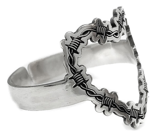 Anillo Corazón Alambres Púas Plata 925 Plata 925 A - Chico Plata 925