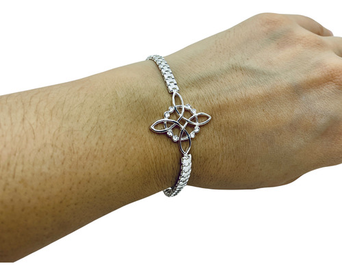 Pulsera De Nudo De Bruja Dije Al Centro (dplata) Plateado 5 Cm 19 Cm