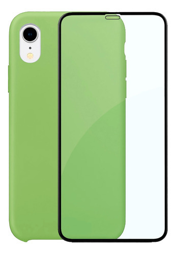 Capinha Silicone Aveludada Compatível iPhone XR + Película3d Cor Verde