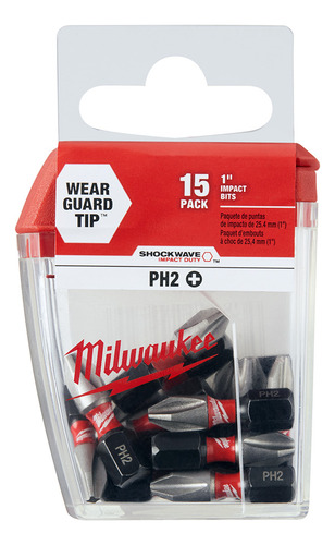 Puntas Shockwave Ph2 X 1 Pqt De 15 Piezas Milwaukee 48325003