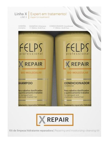 Kit Felps Shampoo + Cond 2x250ml Cabelos Danificados Xrepair